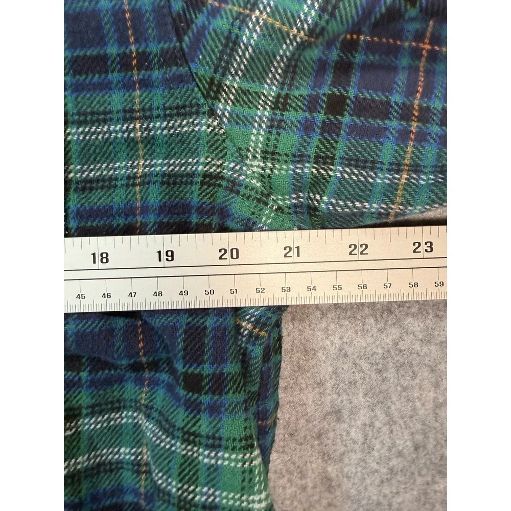 Free Assembly Mens Green Navy Blue‎ Plaid Flannel Button Down Shirt Size Medium